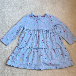 Baby Boden Colorful Polka Dot Tiered Long Sleeve Dress Blue Size 9-12 months